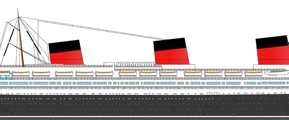 Ship SS Normandie [Ocean Liner] (1936) - drawings, dimensions, pictures
